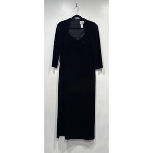 Vintage KC Spencer New York Black Velvet Maxi Dress Formal Dark Romantic Classy